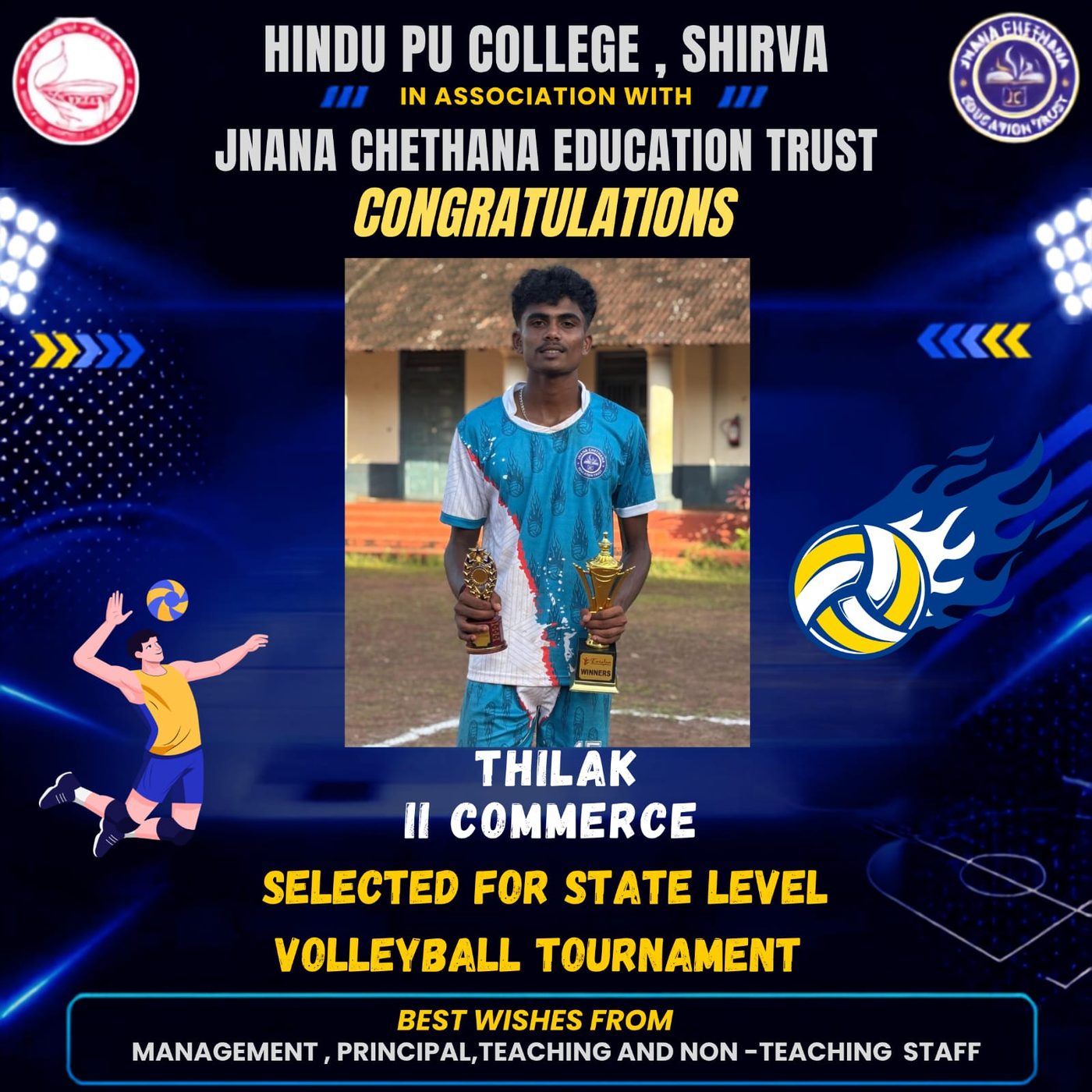 Selected for the State Level - Hindu PU College, Shirva