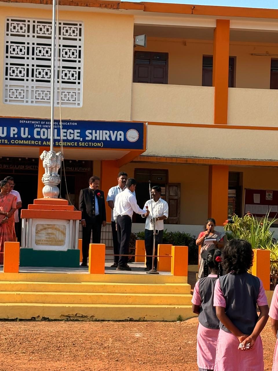 Flag hoisting ceremony at the college