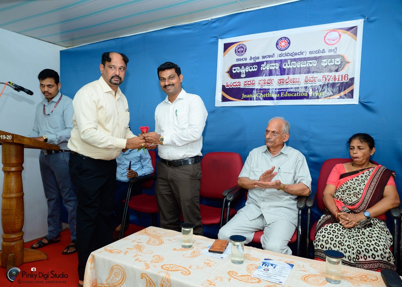 Welcoming the Guests at Hindu PU College, Shirva