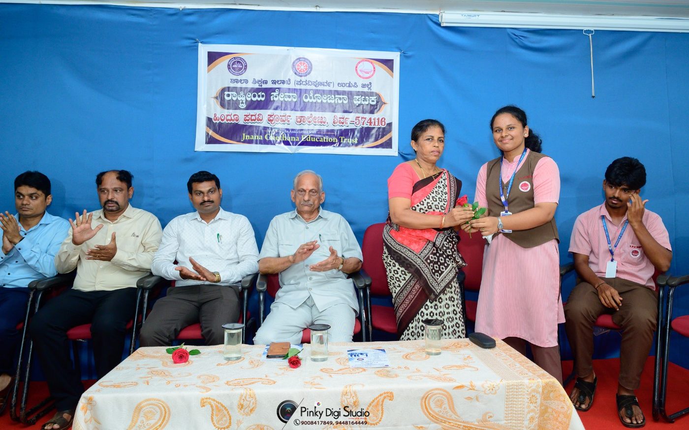 Welcoming the Guests at Hindu PU College, Shirva