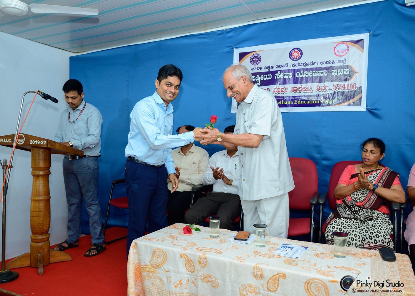 Welcoming the Guests at Hindu PU College, Shirva