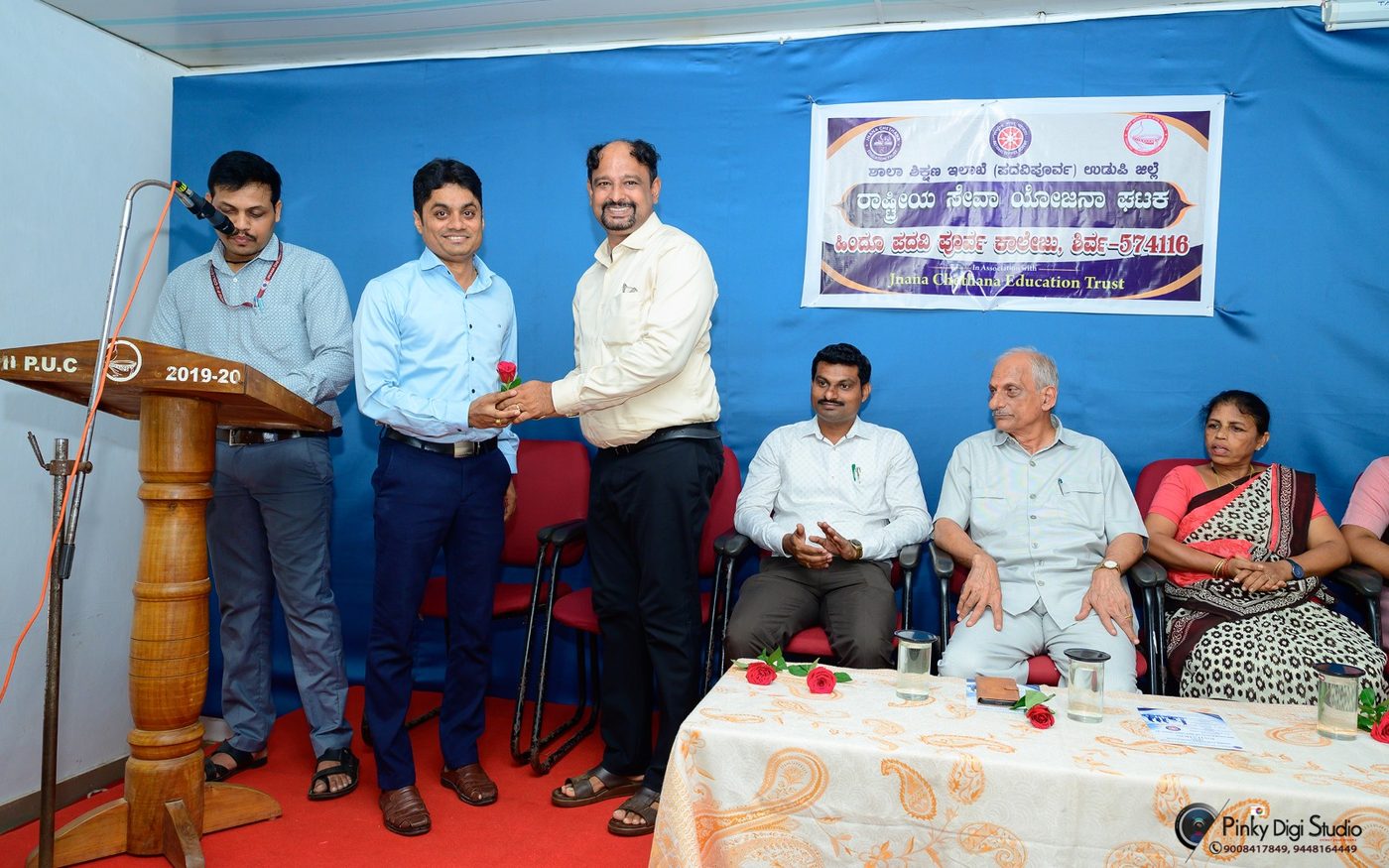 Welcoming the Guests at Hindu PU College, Shirva