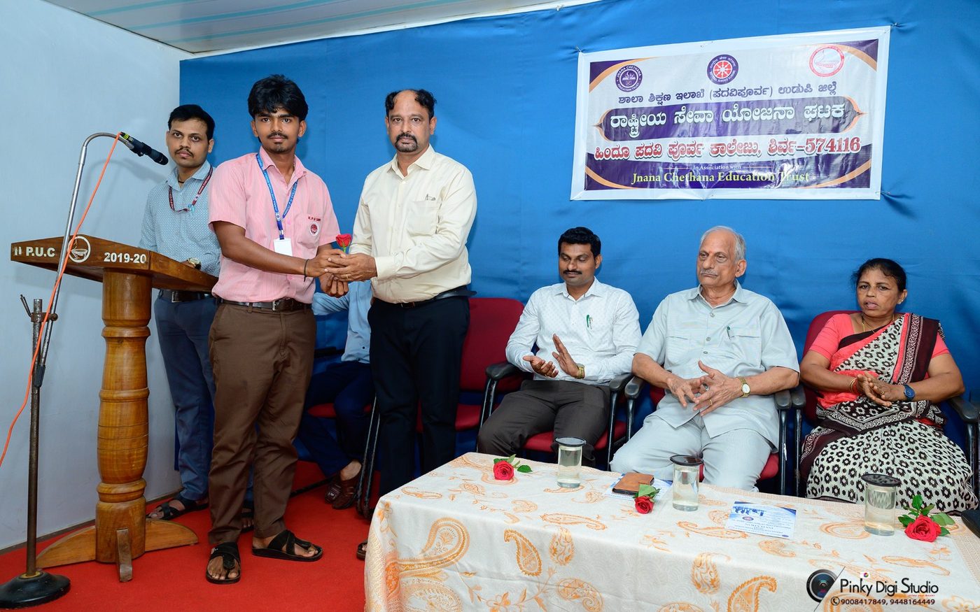 Welcoming the Guests at Hindu PU College, Shirva