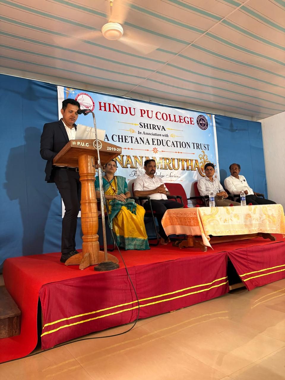 Giving a Speech at Hindu PU College, Shirva