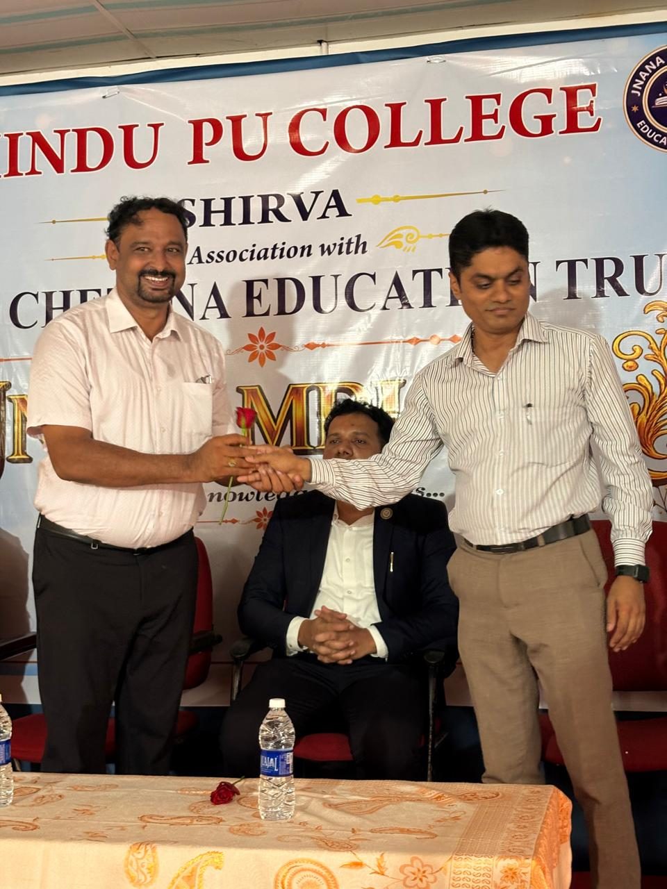 Welcoming the Guests at Hindu PU College, Shirva